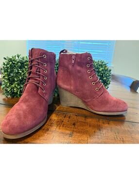 Diba Blake Suede Leather Bootie Boot - Burgundy, Women's Size 8 1/2
